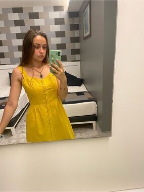 Yellow Button-Front Summer Dress - Women's